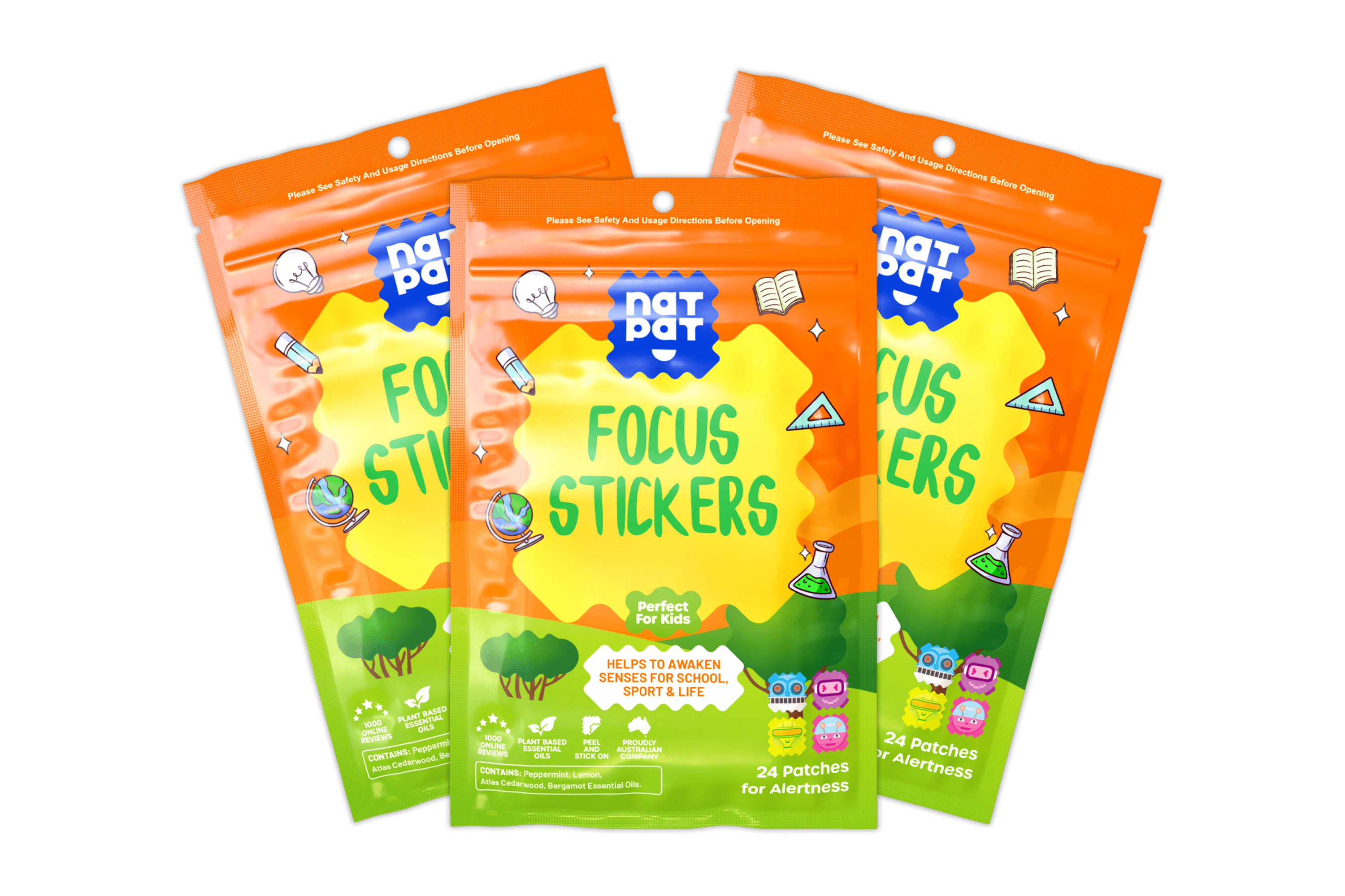  JJ CARE Focus Patch - Pack of 50 All-Natural Focus Plus Patches  for Adults, Support Concentration, Focus and Memory
